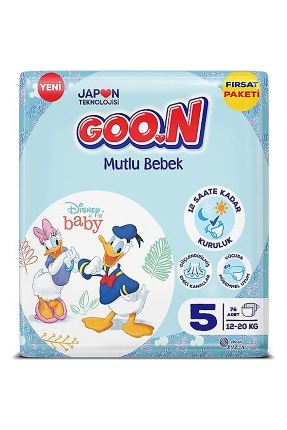 GOON Mutlu Bebek Bant Bez 5 Beden 76 Adet