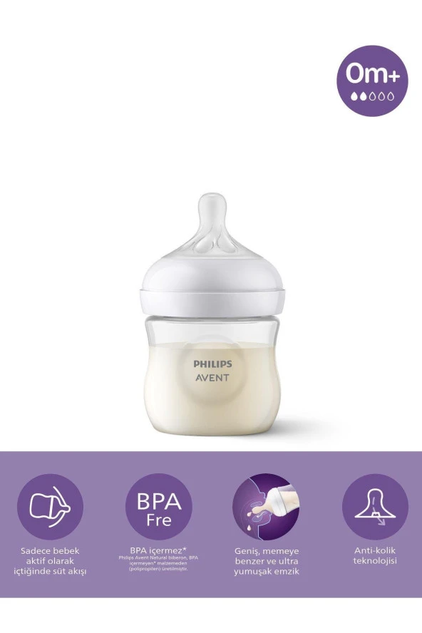 PHILIPS AVENT SCY900/01 Natural Response Doğal Tepkili PP Biberon 0 Ay 125 ml