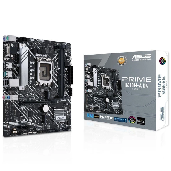 ASUS PRIME H610M-A D4-CSM Intel H610 Soket 1700 DDR4 3200 MHz ATX Anakart