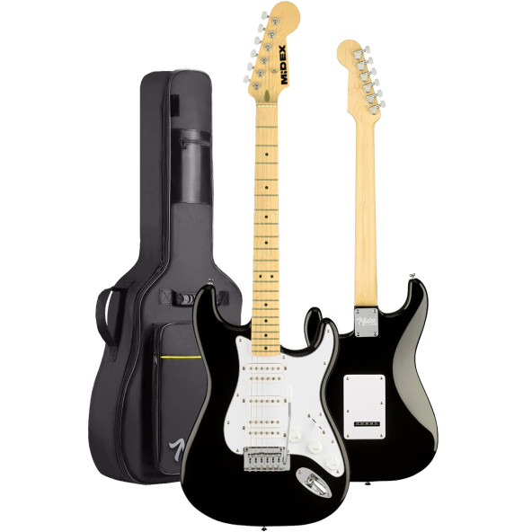 Midex RPH-40WB-25AMP Siyah Beyaz 25W Şarjlı BT Amfili Elektro Gitar Seti HSH Manyetik Maple Klavye - 4