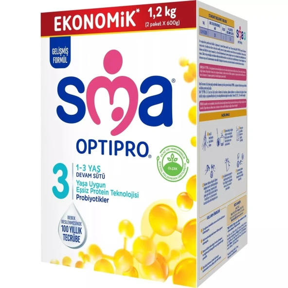 SMA Optipro Probiyotik 3 Bebek Devam Sütü 1-3 Yaş 1200gr