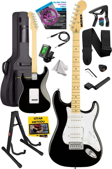 Midex RPH-40WB-ST Siyah Beyaz Elektro Gitar Seti HSH Manyetik Maple Klavye Üst Kalite - Resim 2