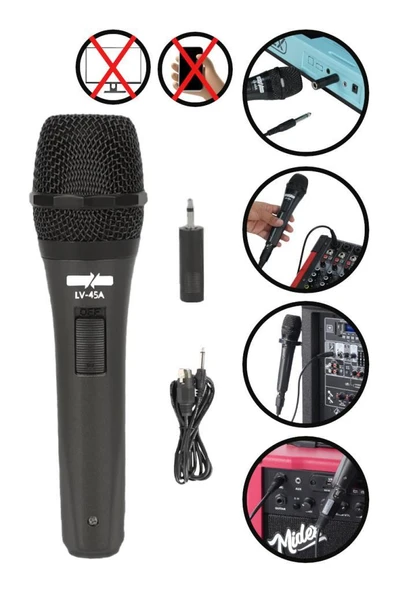 Lastvoice Lv-45A Dinamik Kablolu EL Mikrofon (Kablo Sünger ve Aparat Hediyeli) - 2
