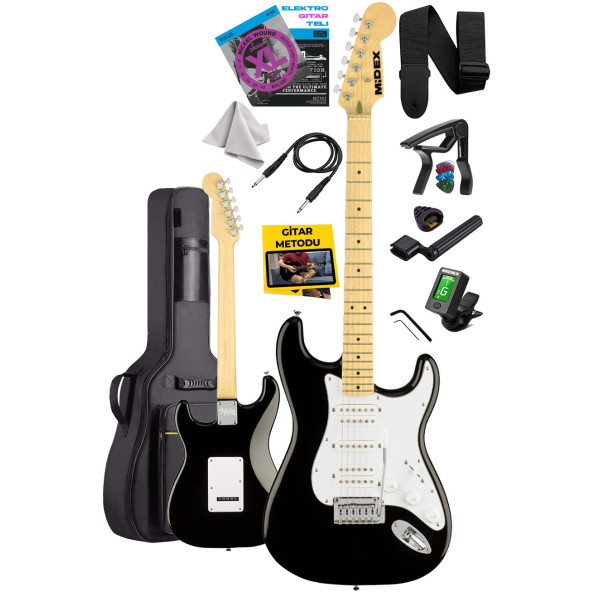 Midex RPH-40WB Siyah Beyaz Elektro Gitar Seti HSH Manyetik Maple Klavye Üst Kalite - 2