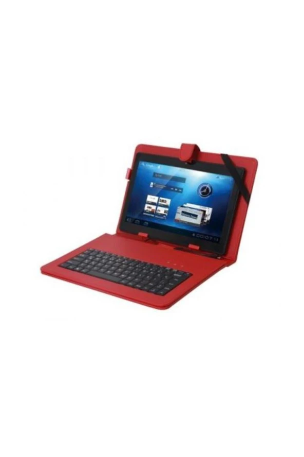 Kb-tab10 Kırmızı 10" Mini Usb Türkçe Q Klavye + Tablet Pc Kılıfı