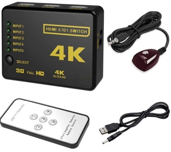 Hdmi Switch 5 Port Çoklayıcı Kumandalı 4k Ultra Hd Destekli Switch ürün görseli 1