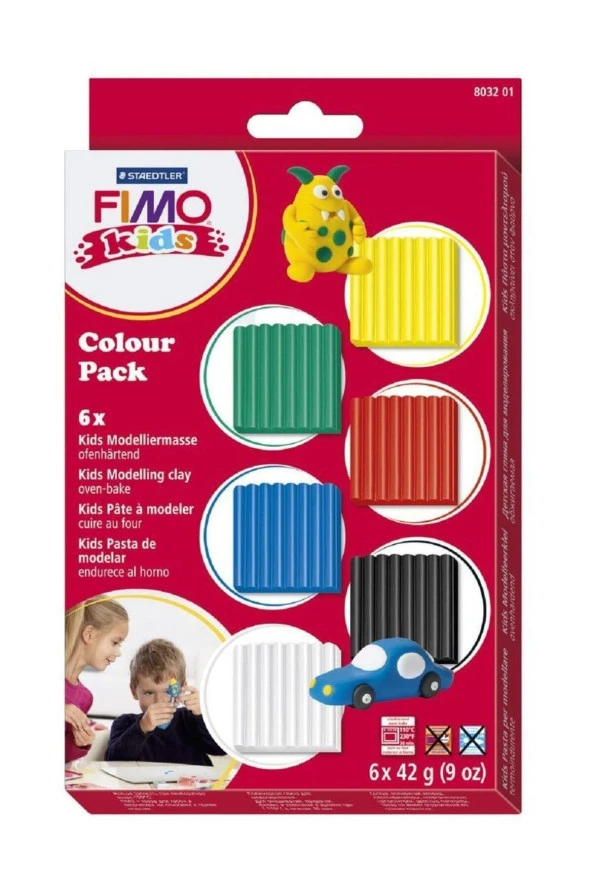 8032 01 Set Modelleme Kili Fımo  Kids Colour Pack 42 Gram-6 Blok ) Mat Re ürün görseli 1