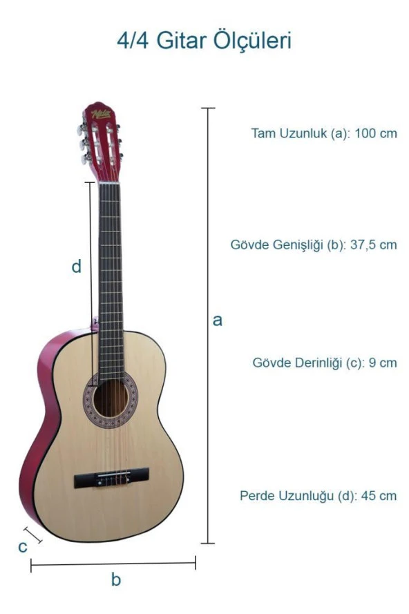 Midex CG-270NT Doğal Renk Klasik Gitar 4/4 Yetişkin Boy Sap Ayarlı Full Set - 3