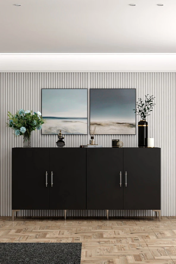 Givayo Mobilya Peri Konsol Siyah Gümüş