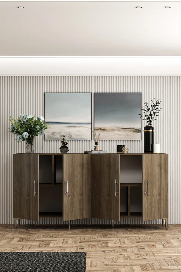 Givayo Mobilya Peri Konsol Ceviz Gümüş - 3