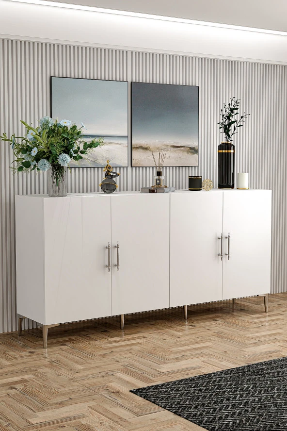 Givayo Mobilya Peri Konsol Beyaz Gümüş - 2