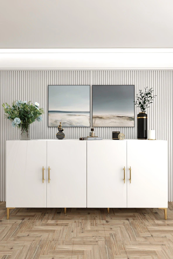 Givayo Mobilya Peri Konsol Beyaz Gold - 2