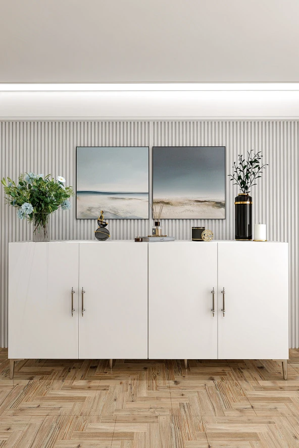 Givayo Mobilya Peri Konsol Beyaz Gümüş - 3