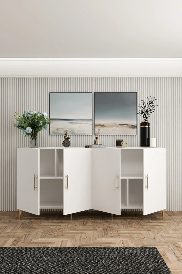 Givayo Mobilya Peri Konsol Beyaz Gold - 3