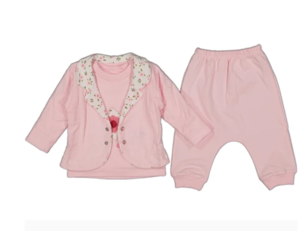 uğurböceğiçocuk Çiçekli 3'Lü Ceket Kız Çocuk Takım 1978 - 2