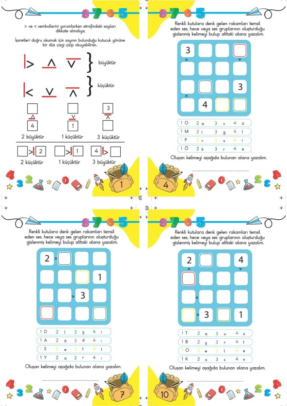 Çocuklar İçin Zeka & Dikkat Güçlendiren FUTOSHİKİ Kolay Seviye-Yeni Nesil JAPON SUDOKU 7-99 Yaş - 2