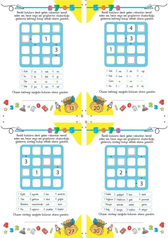 Çocuklar İçin Zeka & Dikkat Güçlendiren FUTOSHİKİ Kolay Seviye-Yeni Nesil JAPON SUDOKU 7-99 Yaş - 3