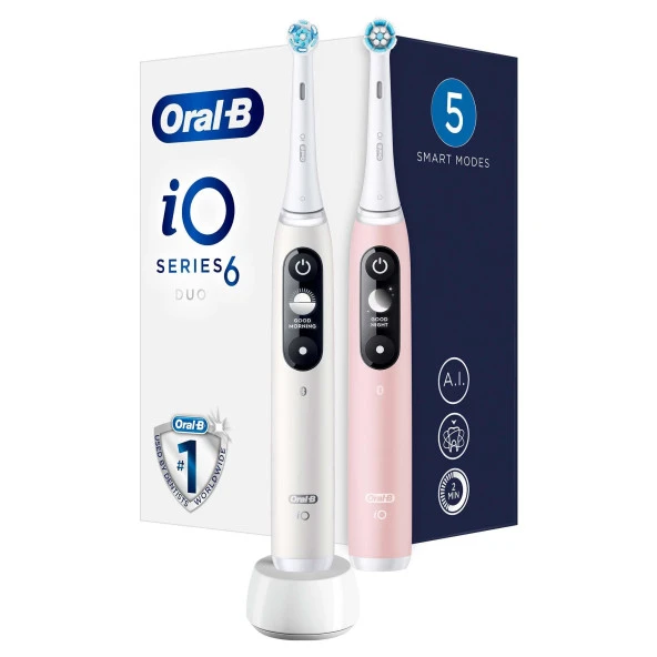 Oral-B iO 6 Beyaz/Pembe 2'li Şarjlı Diş Fırçası Seti