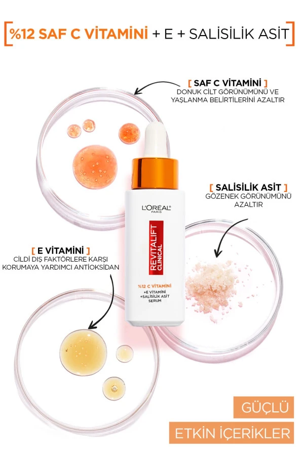 Loreal Paris Revitalift Clinical 12 Saf C Vitamini Aydınlatıcı, Ton Eşitleyici, Gözenek Karşıtı Serum 30 Ml - 2