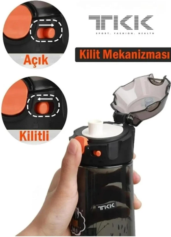 Vagonlife TKK T-1008 Siyah 500ml Desenli Su Matarası - 3