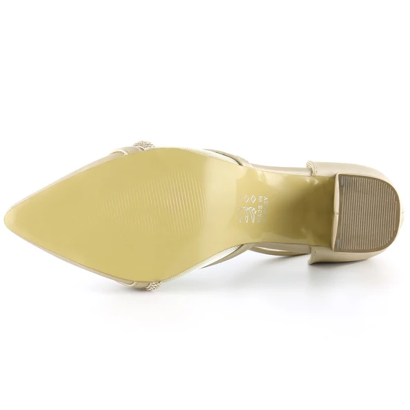 Erkan Saçmacı Molly Ten Saten Taşlı Fileli Kalın Topuklu Ayakkabı - 5