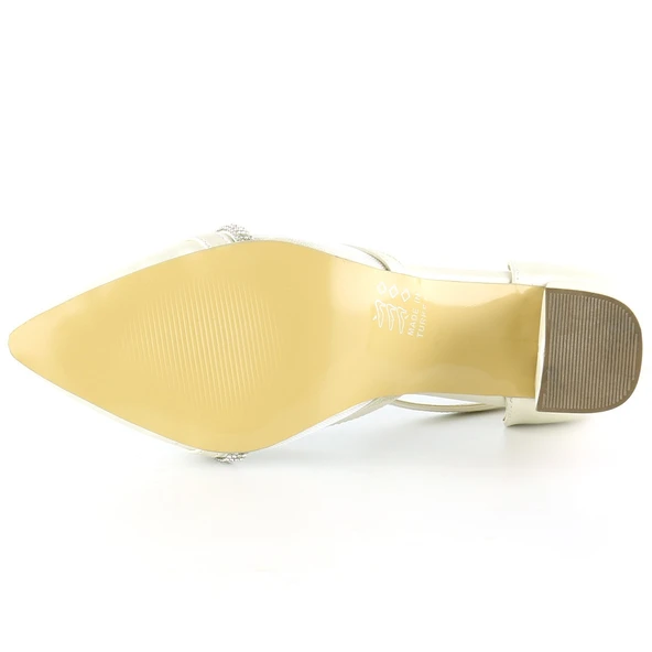 Erkan Saçmacı Molly Sedef Taşlı Fileli Kalın Topuklu Abiye Gelinlik Ayakkabı - 5