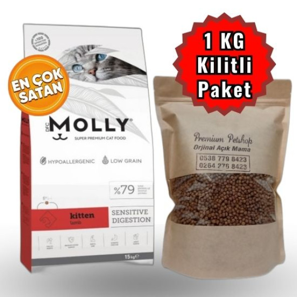 Molly Yavru Kedi Maması Kuzu Etli 1 KG Açık Kedi Maması