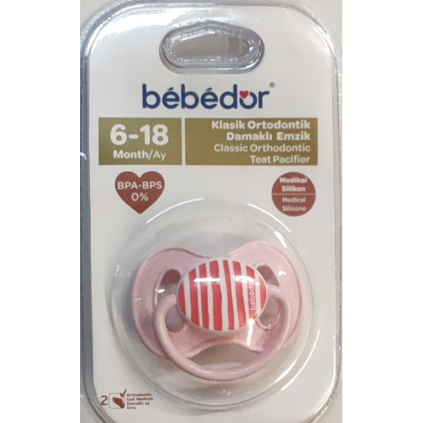 BEBEDOR KLASİK ORTODONTİK DAMAKLI EMZİK 6-18 AY NO:2 202 - 2