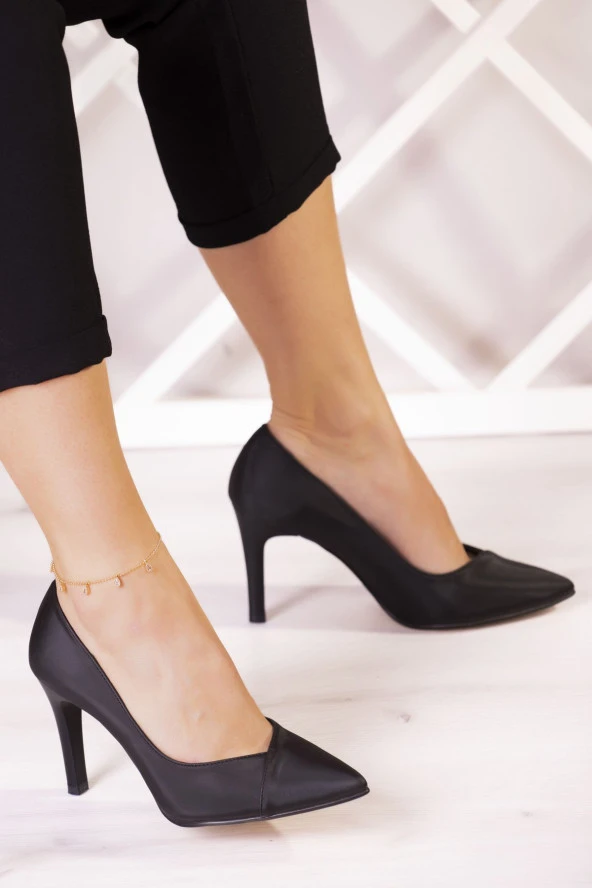 Erkan Saçmacı Victoria Siyah Saten Jatqılı Abiye Stiletto - 2