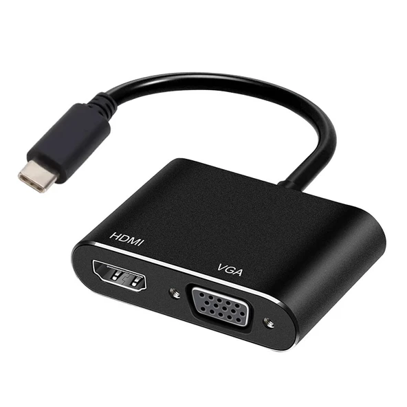 Type C to HDMI+VGA Çevirici adaptör TYPE-C hdtv vga adapter