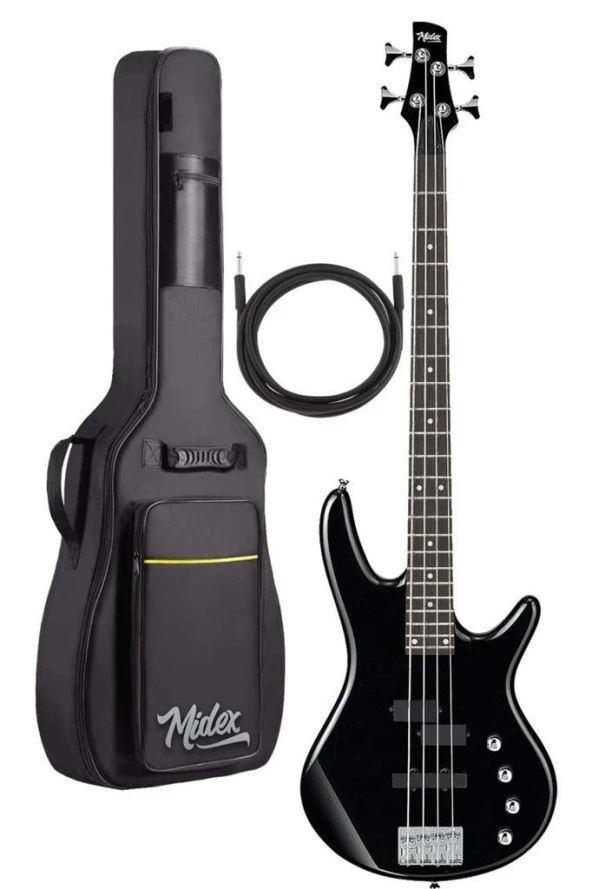 Midex MBG400-BAG Üst Segment Profesyonel Bas Gitar 4 Telli (Softcase Gigbag ve kablo Dahil)