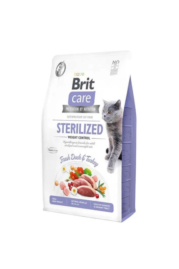 Hypo-allergenic Kilo Kontrolü Için Ördekli Tahılsız Kısırlaştırılmış Kedi Maması 7kg