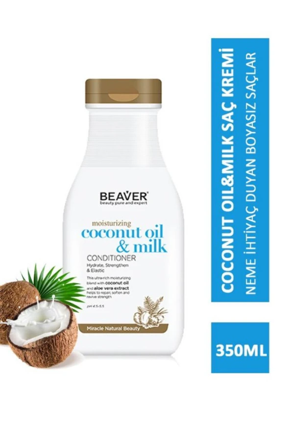 Beaver Coconut Oil Milk Moisturizing Saç Bakım Kremi 350 ml