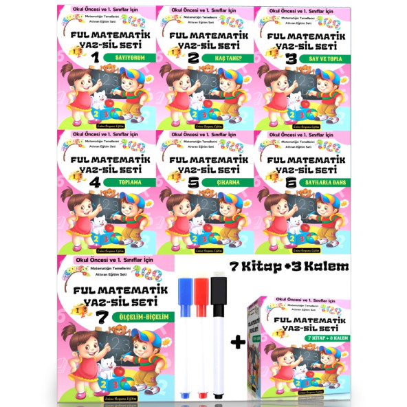 Okul Öncesi ve Birinci Sınıflar İçin FUL Matematik YAZ-SİL Seti (7 Kitap+3 Kalem) - 2