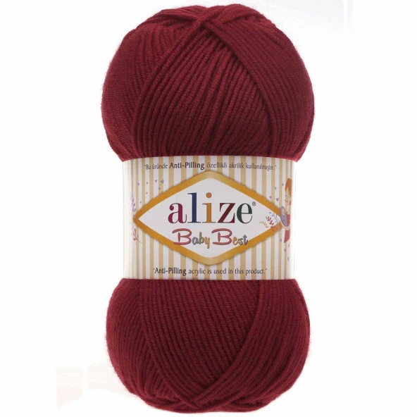 Alize Baby Best El Örgü Bebe İpi 390 Vişne Çürüğü