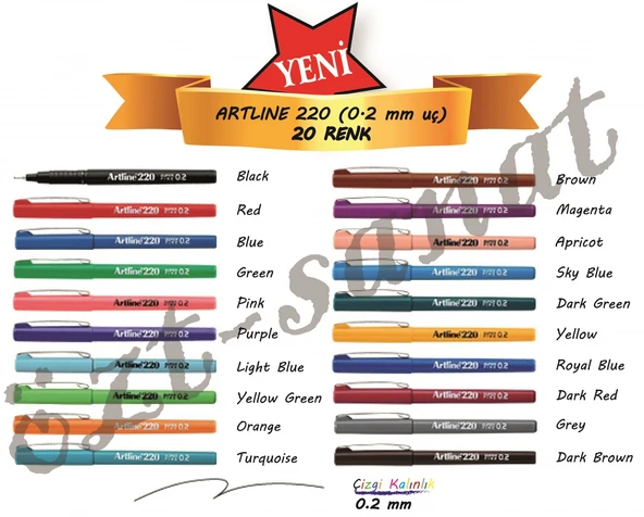 Artline 220 Super Fine 0.2mm Keçe Uçlu Kalem