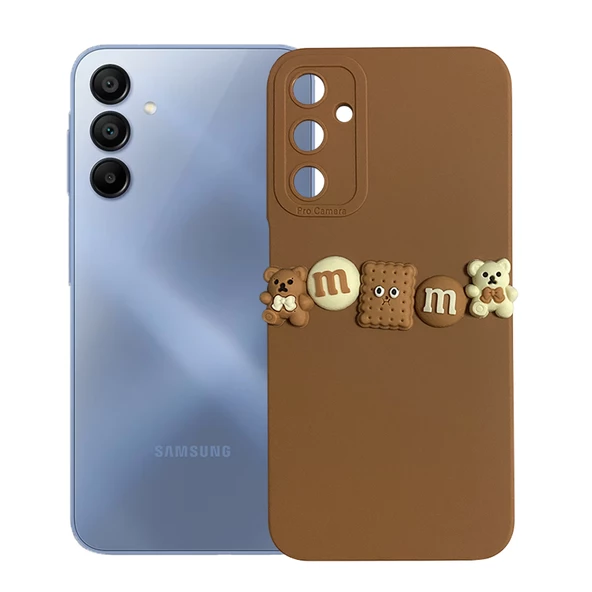 Samsung Galaxy A15 Kılıf 3D M Bear Kamera Korumalı Silikon Kapak - 5