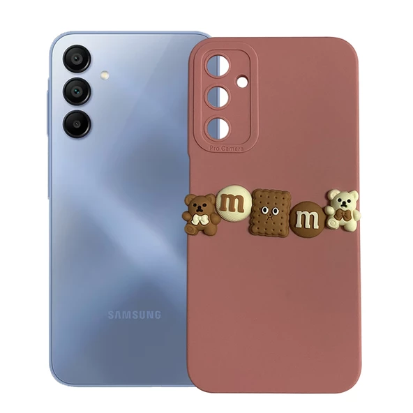 Samsung Galaxy A15 Kılıf 3D M Bear Kamera Korumalı Silikon Kapak - 8