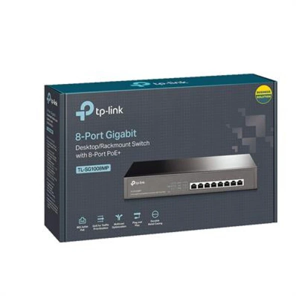 TP-LINK TL-SG1008MP 8 PORT 10/100/1000 8 PORT POE+ YONETILEMEZ RACK MOUNT SWITCH - Resim 2