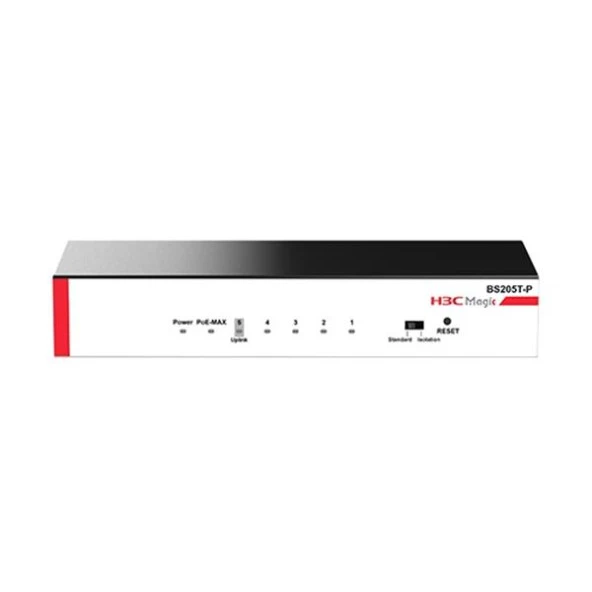 H3C MAGIC 9801A5BX BS205T-P 5 PORT 10/100/1000 4 PORT POE+ 57W YONETILEMEZ DESKTOP SWITCH