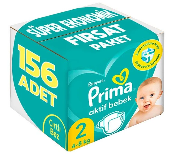 Prima Bebek Bezi Beden:2 (4-8Kg) Mini 156 Adet Süper Ekonomik Fırsat Pk