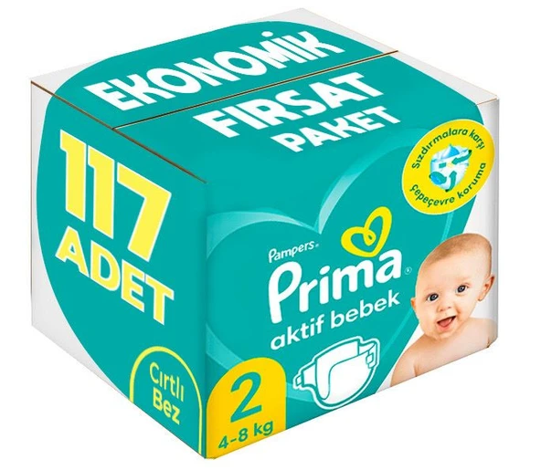 Prima Bebek Bezi Beden:2 (4-8Kg) Mini 117 Adet Ekonomik Fırsat Pk