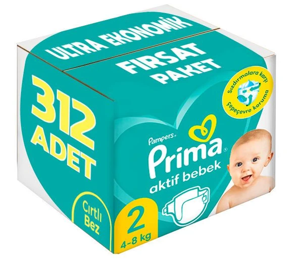 Prima Bebek Bezi Beden:2 (4-8Kg) Mini 312 Adet Ultra Ekonomik Fırsat Pk