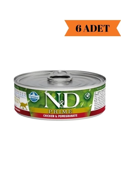 N&D Prime Tahısız Tavuk & Nar Yetişkin Kedi Yaş Maması 70 Gr x 6 Adet