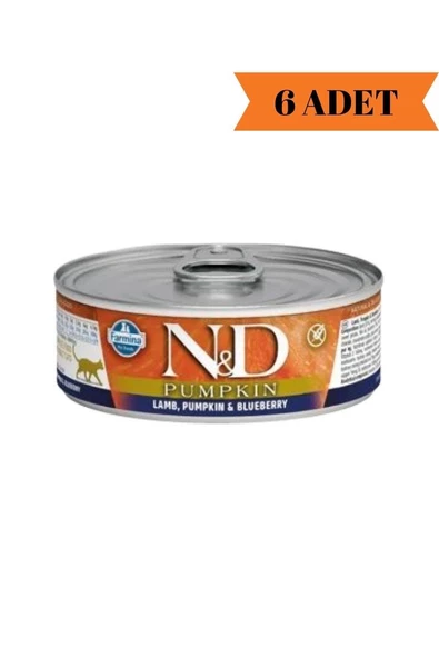 N&D Pumpkin Kuzu, Balkabağı, Yabanmersini Yetişkin Kedi Yaş Maması 70 Gr x 6 Adet