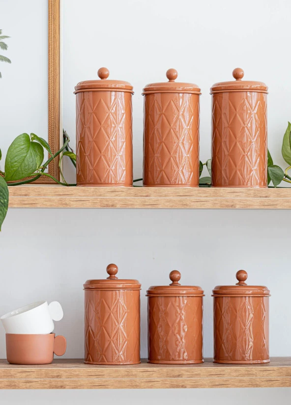 The Mia Prizma Çay Şeker Kahve Kavanozu Terracota 1,20 Lt - 2