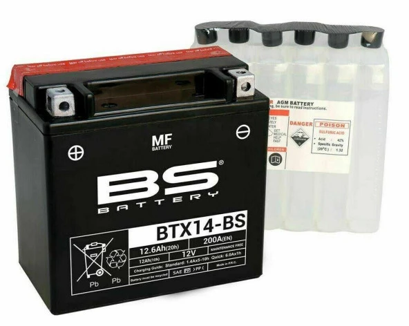 Bs Btx14-Bs 2019-2023 Moto Guzzi V85 TT Uyumlu Akü Sulu Akü