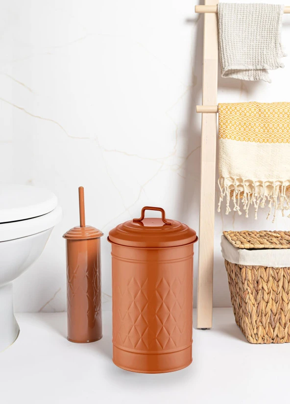 The Mia Prizma Çöp Kovası & Tuvalet Fırçası Seti Terracota - 2