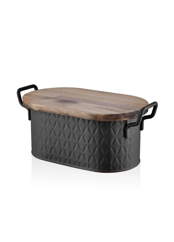 The Mia Prizma Ekmek Saklama Kabı Siyah 40x22x18 cm - 2