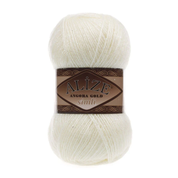 Alize Angora Gold Simli El Örgü İpi 1 Krem